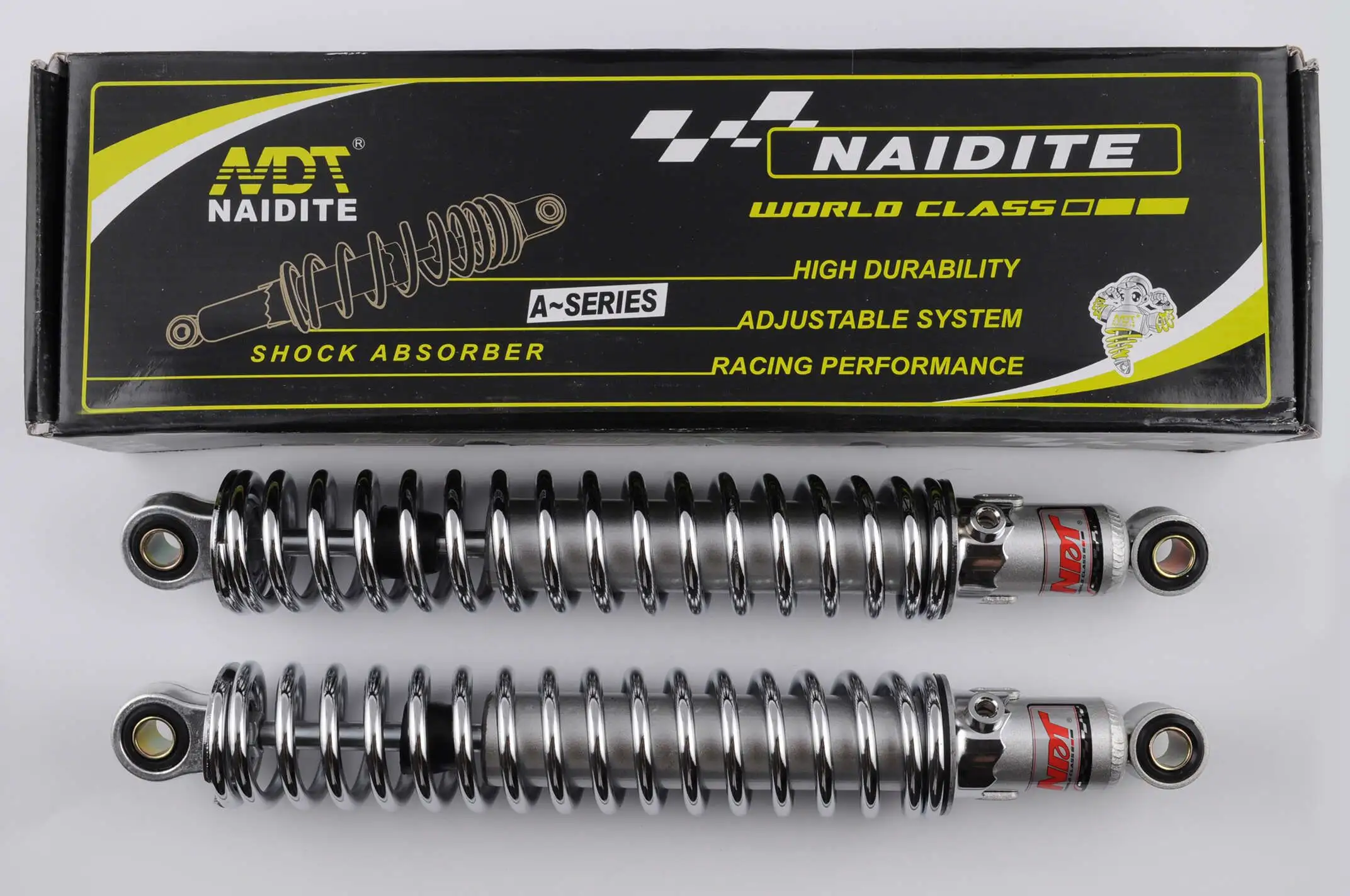 Амортизаторы (пара) МИНСК 345mm, регулируемые (хром) NDT