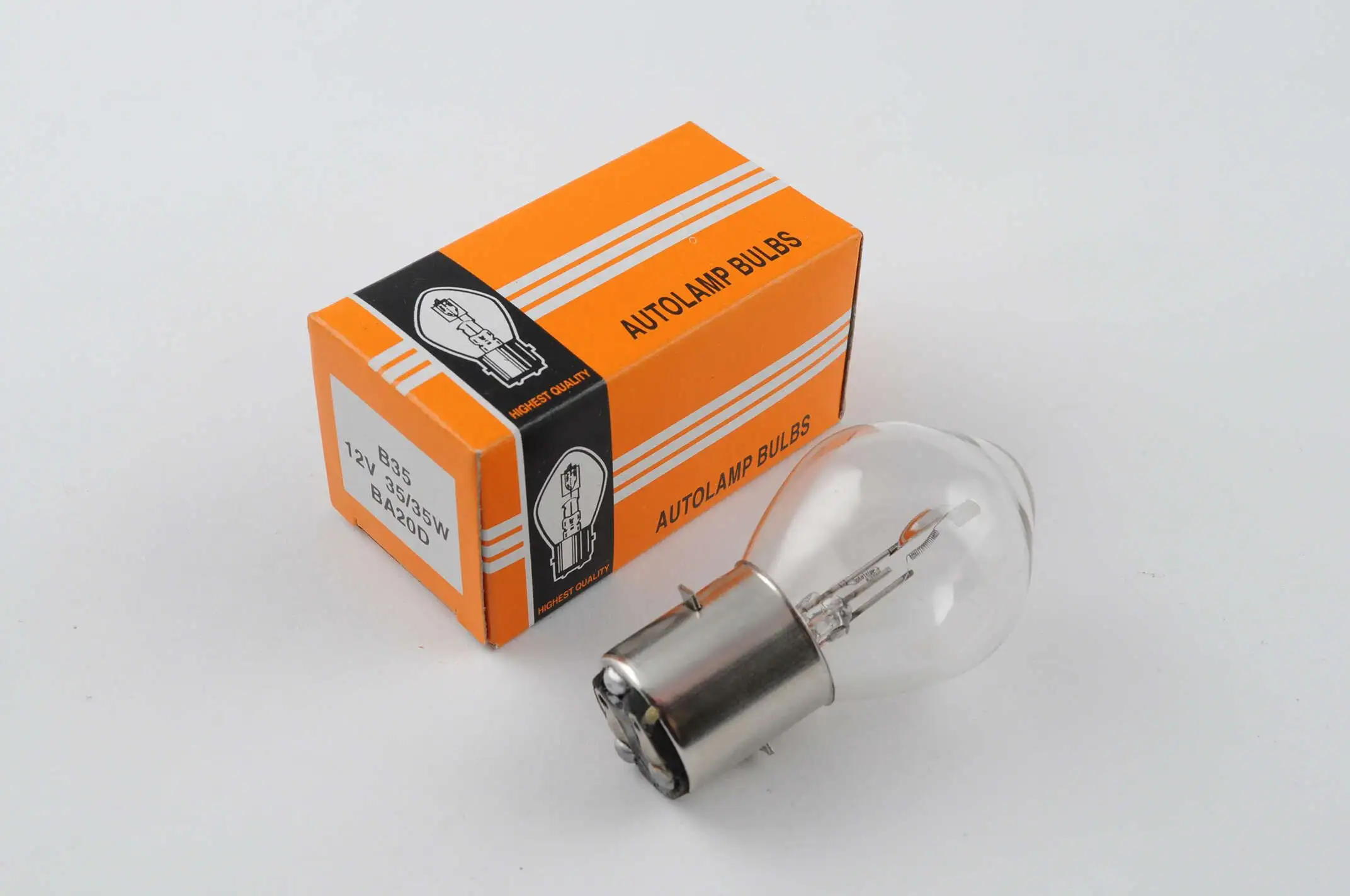 Лампа BA20D (2 уса)   12V 35W/35W   (груша)   ORANGE BOX