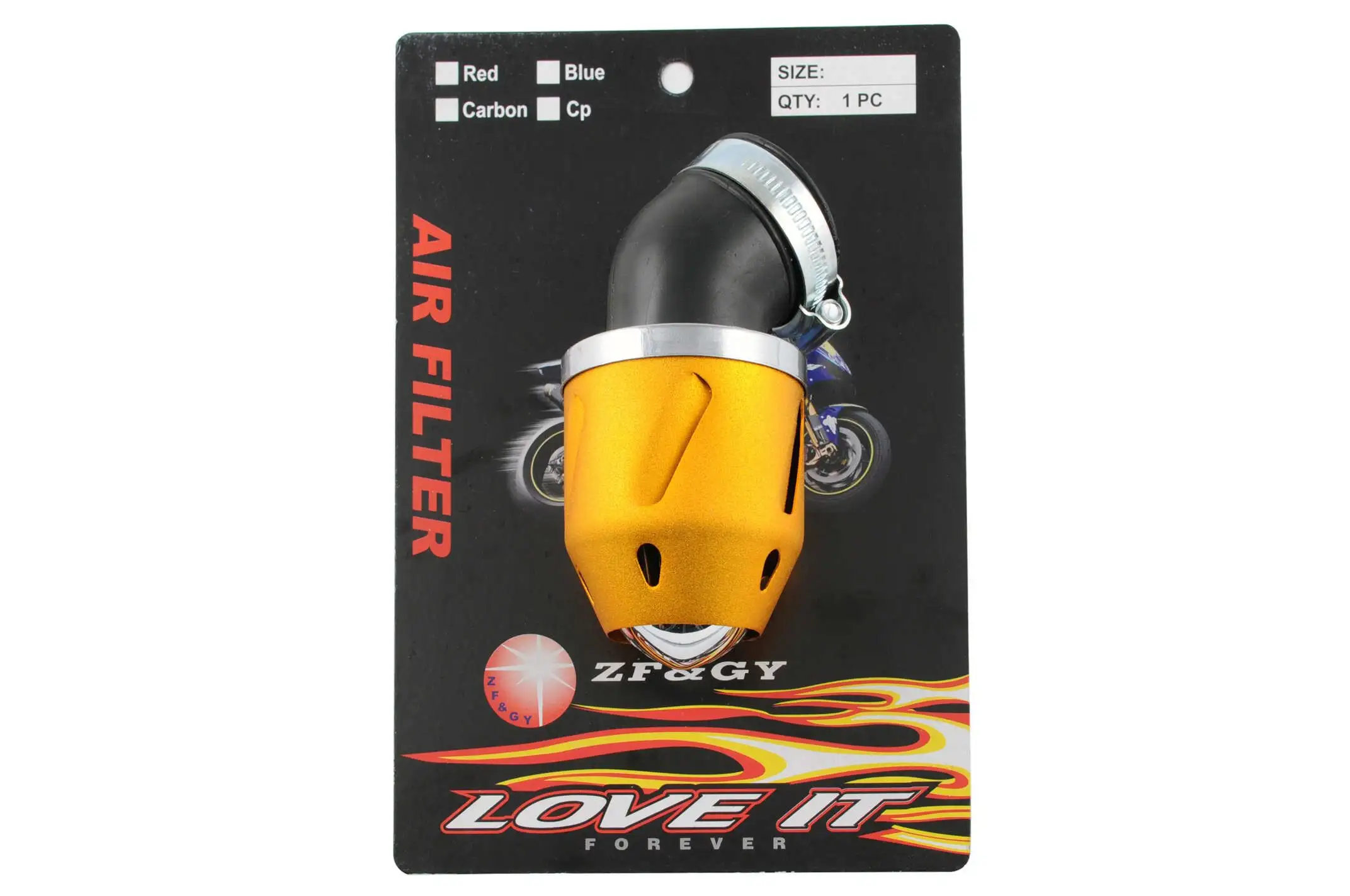 Фильтр воздушный (нулевик) Ø35mm, 45*, пуля (золото)