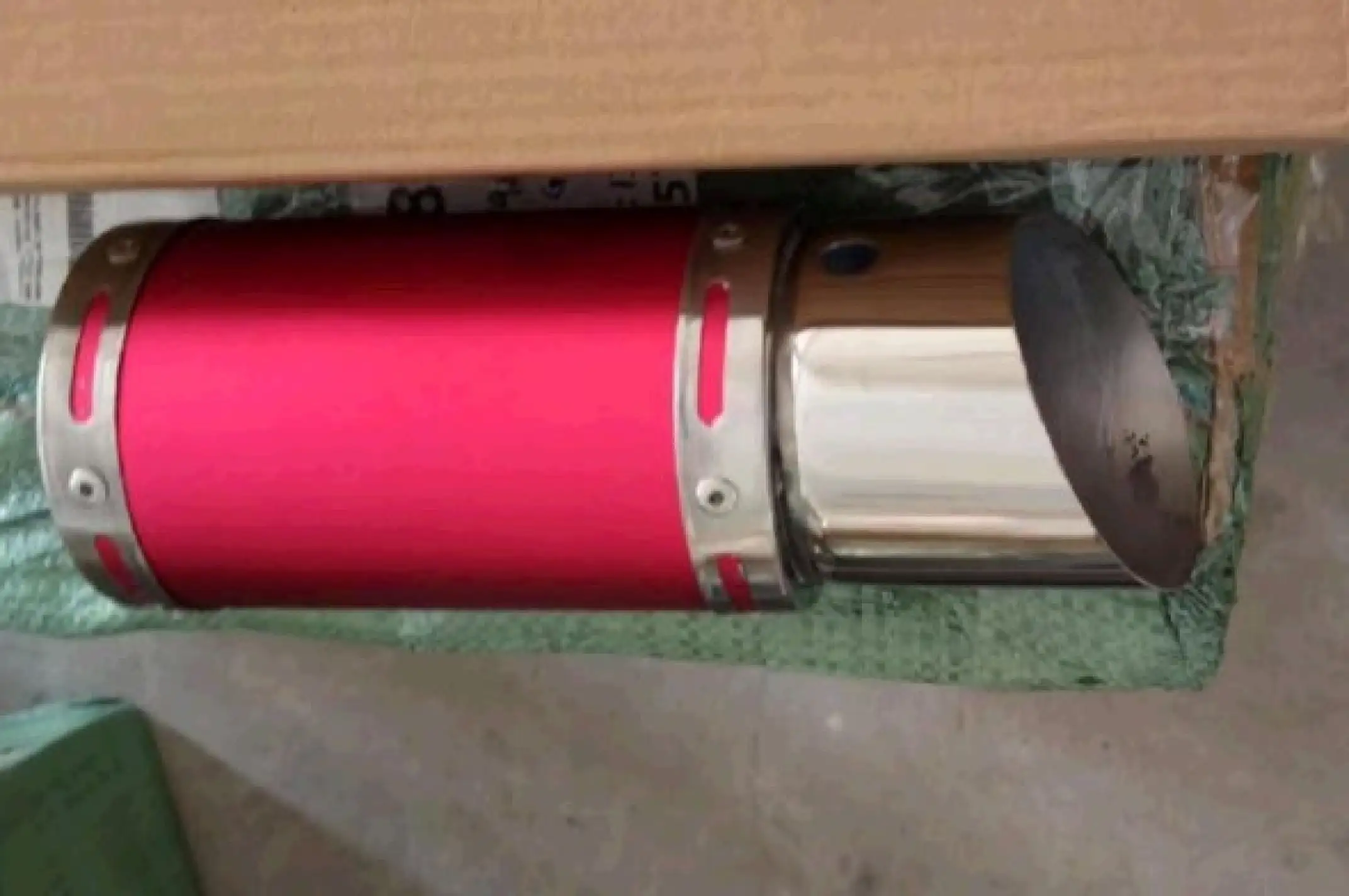 Глушитель (тюнинг) 170*100mm, креп. Ø78mm (нержавейка, короткий, красный, прямоток, mod:3)