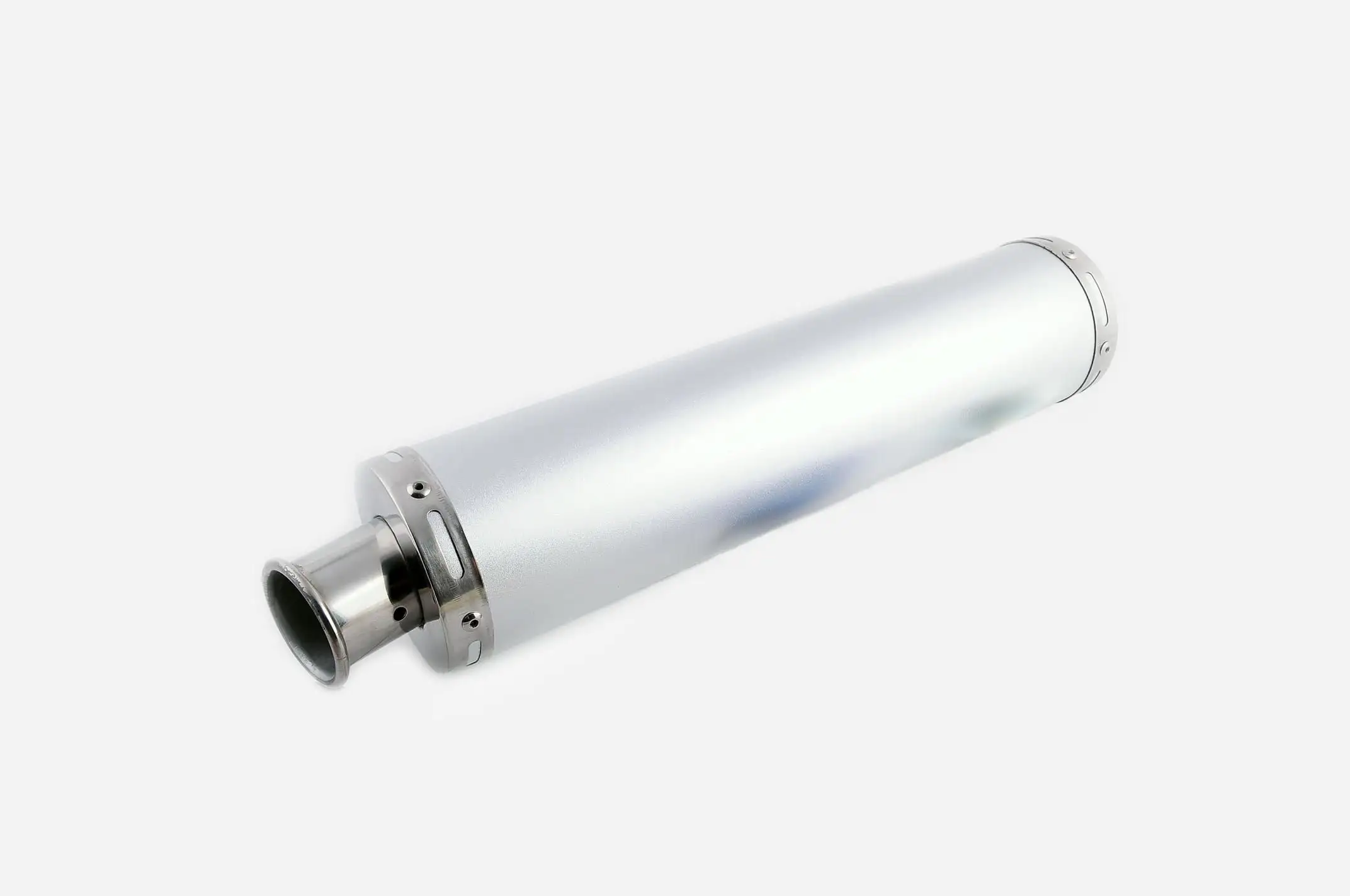 Глушитель (тюнинг) 420*100mm, креп. Ø78mm (нержавейка, серебро, без креплений, mod:55) KOMATCU (mod.A)