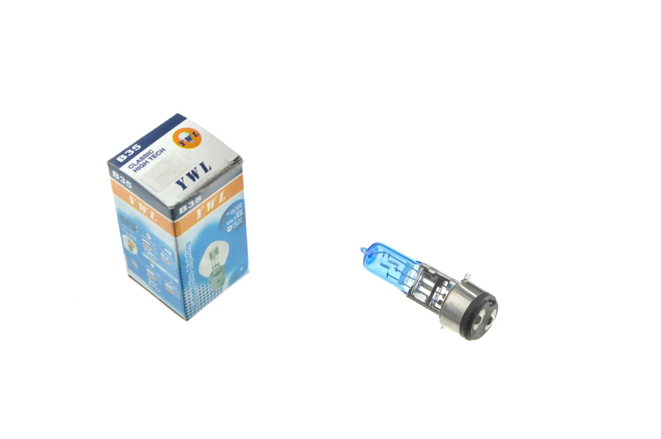 Лампа BA20D (2 уса) 12V 35W/35W (супер белая) YWL