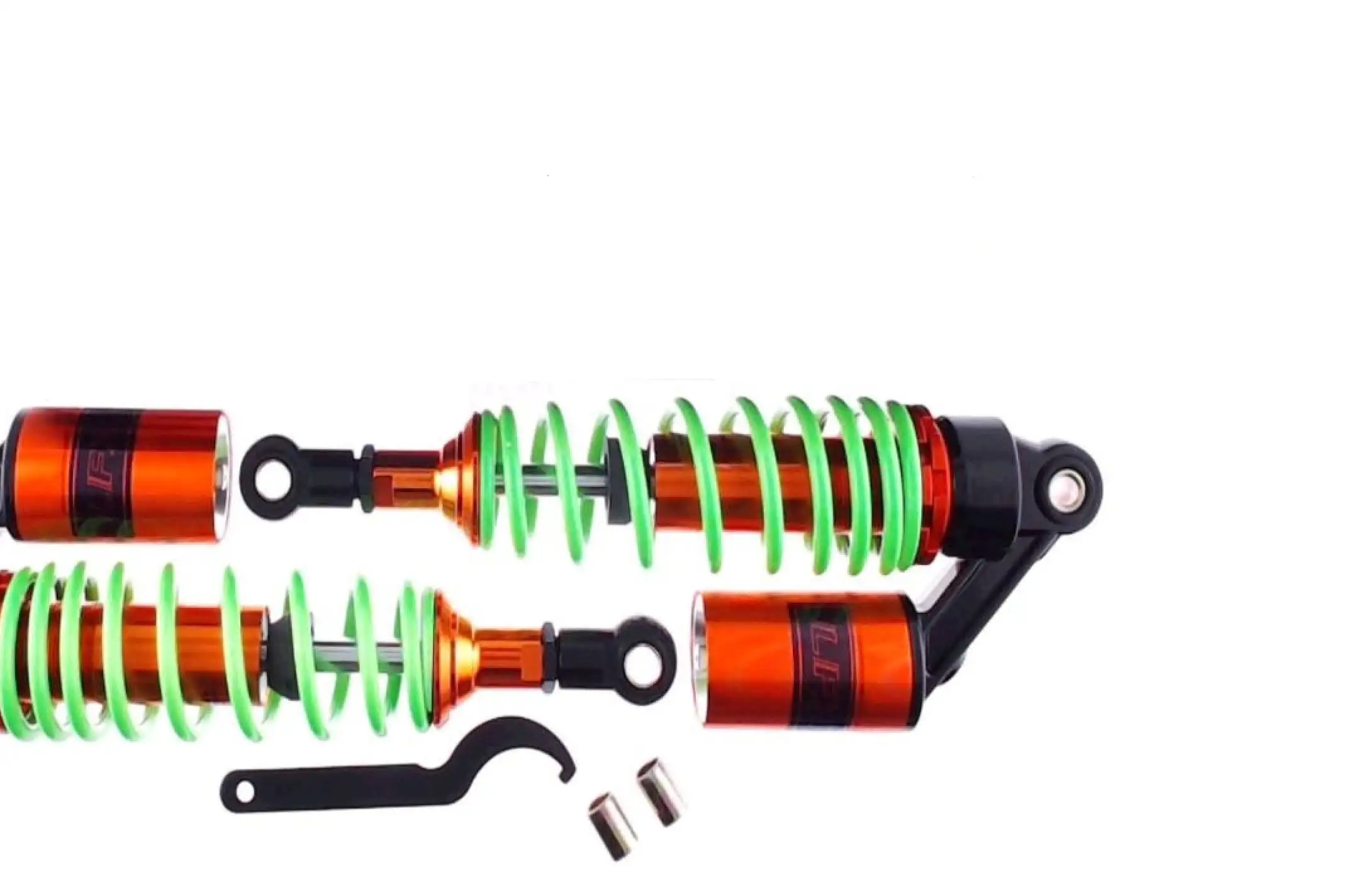 Амортизаторы (пара) Delta 330mm, газомасляные (салатовые +паутина) KOMATCU