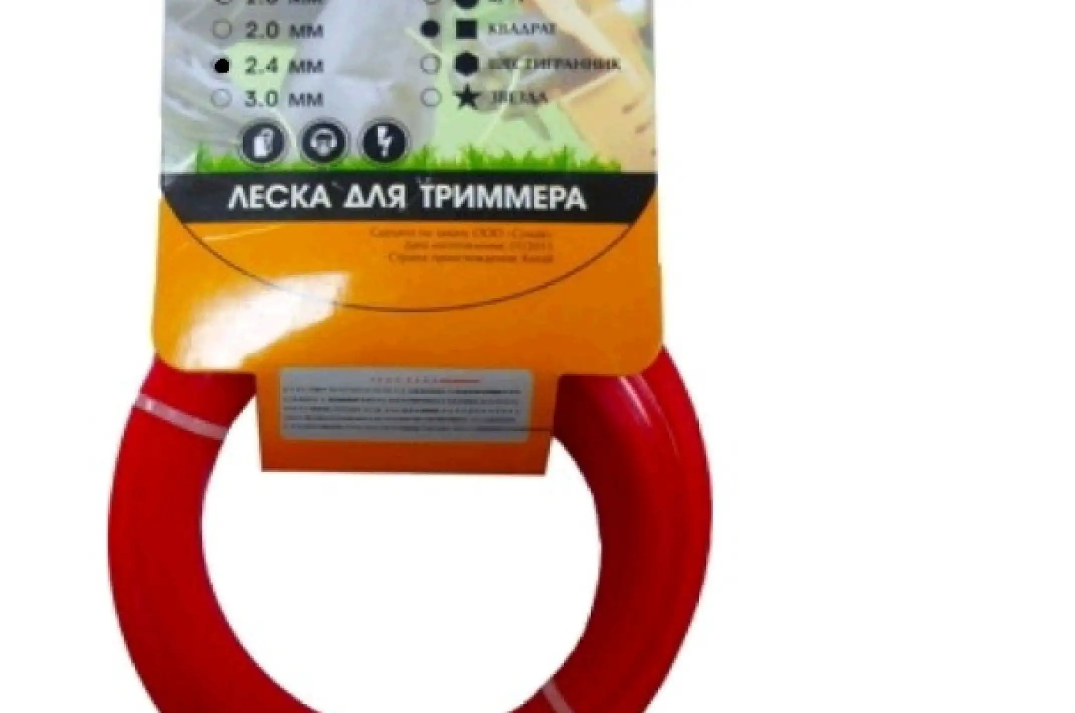 Леска мотокосы Ø2,4mm, 15 метров (квадрат, красная) MECH