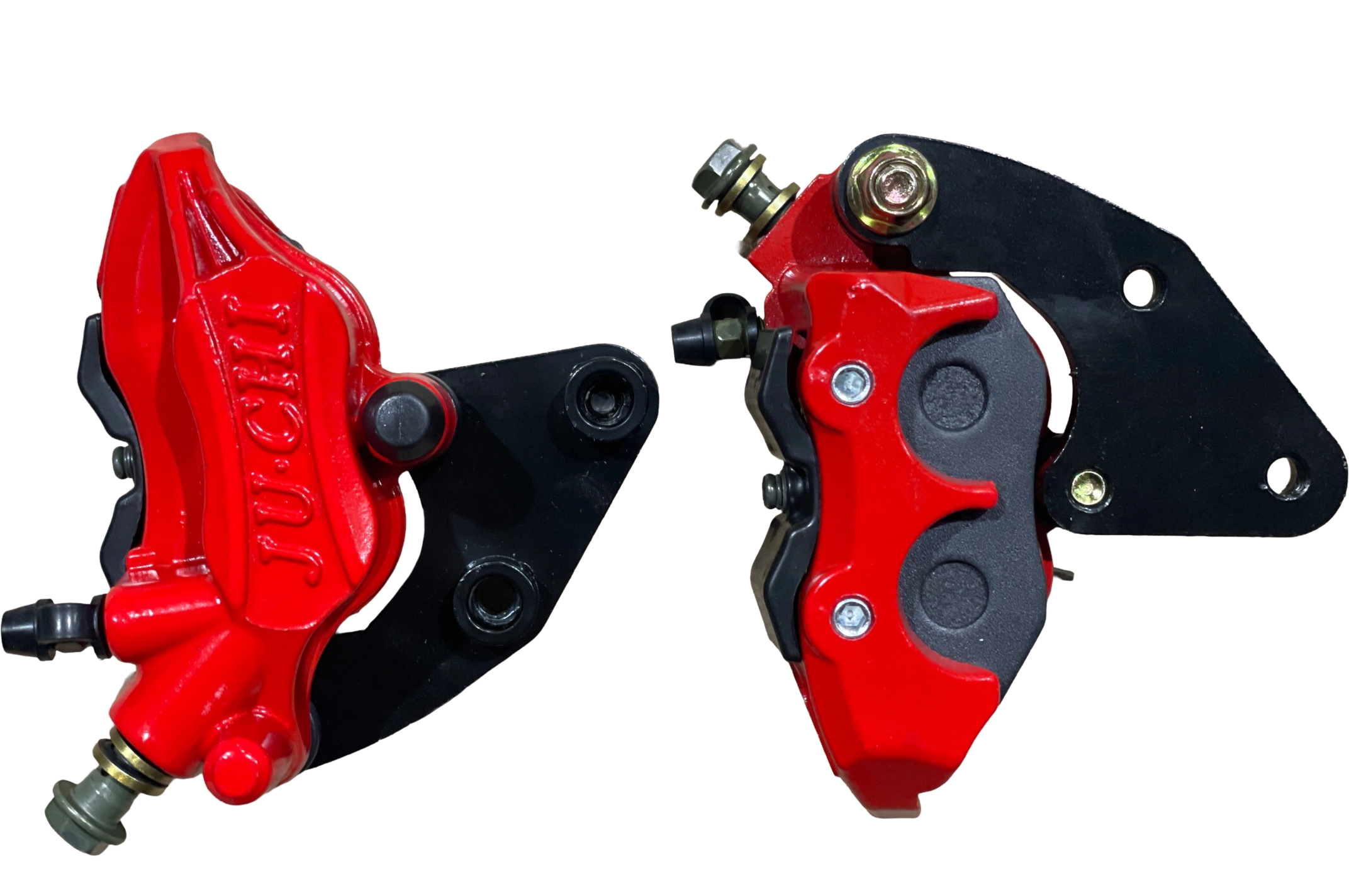 Суппорт тормозной (дисковый) 4T GY6 50/150 (задний двухпоршневой, тюнинг) (красный) KOMATCU (mod.A)
