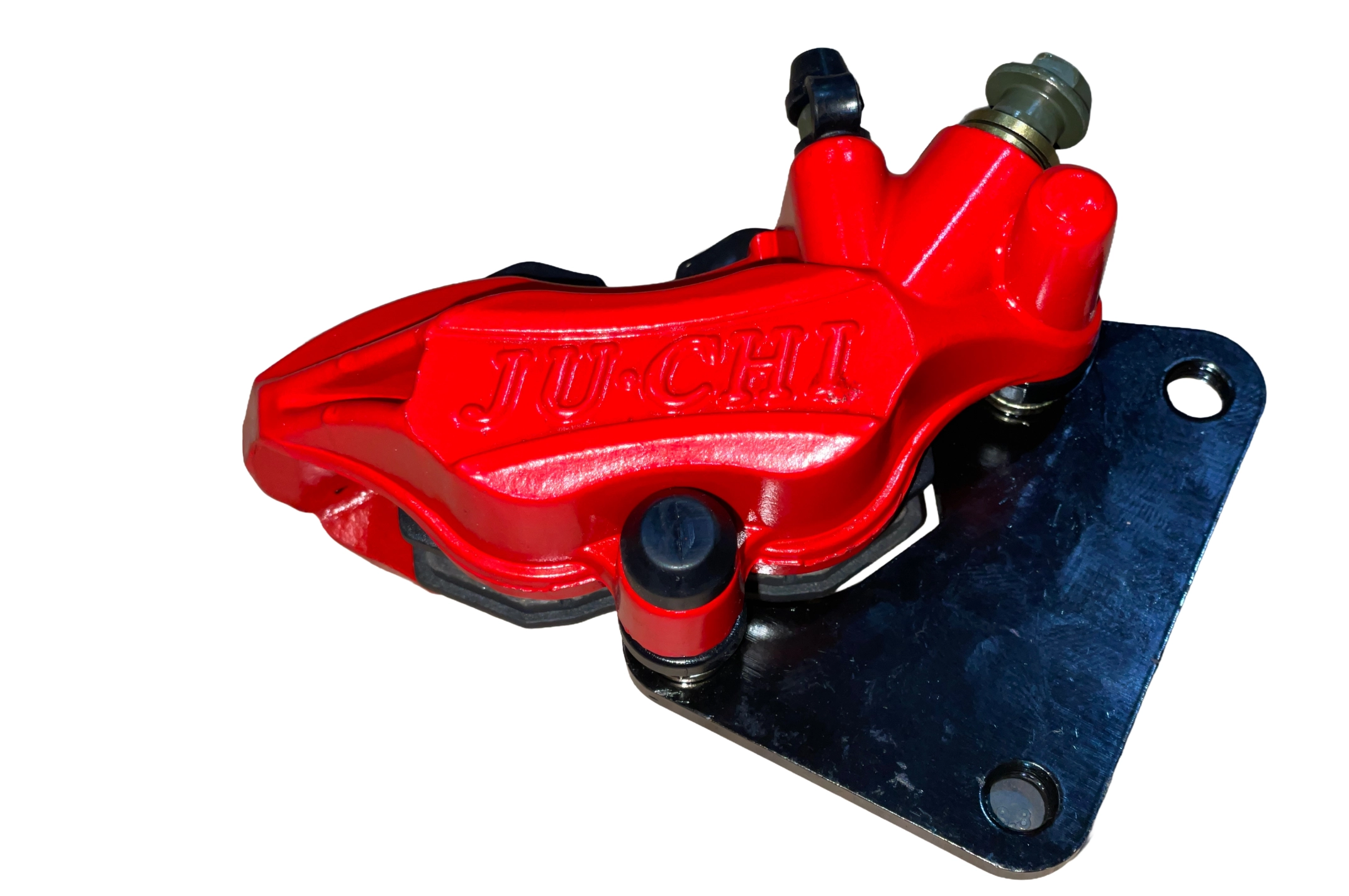 Суппорт тормозной (дисковый) 4T GY6 50/150 (передний двухпоршневой, тюнинг) (красный) KOMATCU (mod.A)