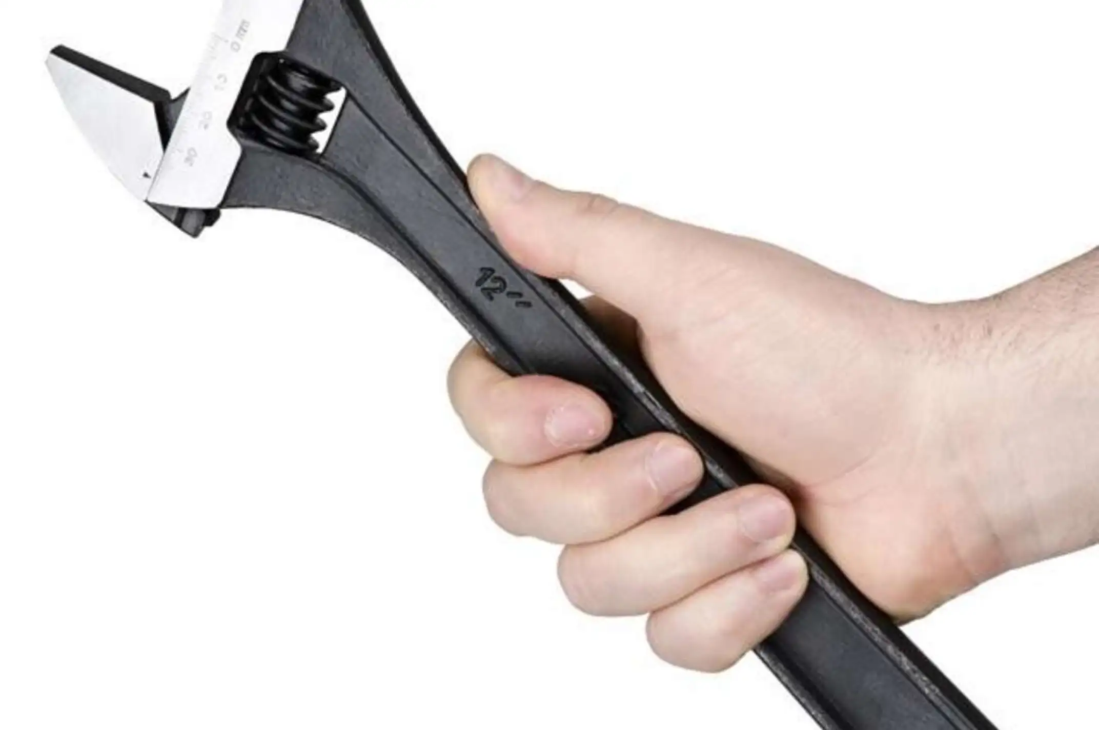 Ключ разводной 300мм, Cr-V, черный, фосфатированный, с полированной головкой