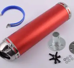 Глушитель (тюнинг)   300*90mm, креп. Ø48mm   (нержавейка, красный, прямоток, mod:10)