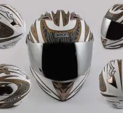 Шлем-интеграл   (mod:B-500) (size:M, бело-серый, зеркальный визор, BLADE)   BEON
