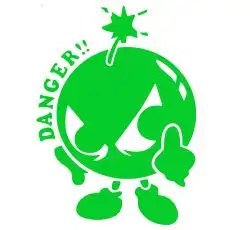 Наклейка декор DANGER (16х12см, зеленая) (#0739)