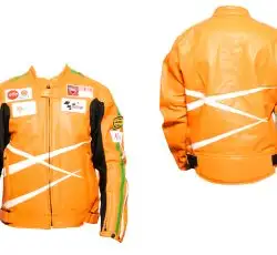 Мотокуртка   DAQINESE   (кожзам) (size:XXL, оранжевая, mod:3)