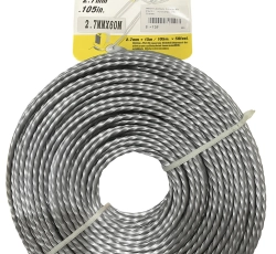 Леска мотокосы Ø2,7mm, 60 метров (косичка, серая) ZHGT