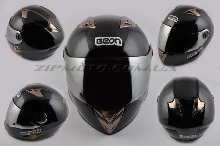 Шлем-интеграл   (mod:B-500) (size:XL, черный, зеркальный визор)   BEON - 26791